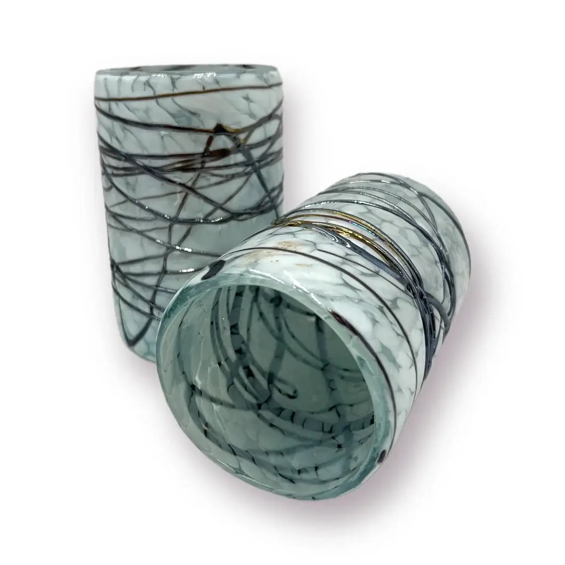 Hand-Blown Mexican Glass | White & Brown Design